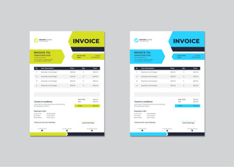 Invoice  design template. Bill form business invoice accounting
