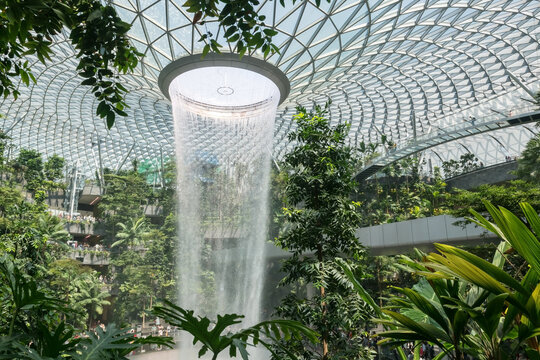 Singapore Changi airport waterfall attraction at Jewel building