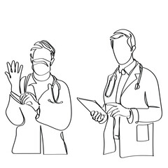  line art of doctors. Vector art concept. Medicine and highest academic degree. Health care. Physicians vector concept art. One line art. Minimalism. Poster or banner design concept. doctor day