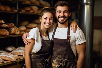 Two happy bakers at work.