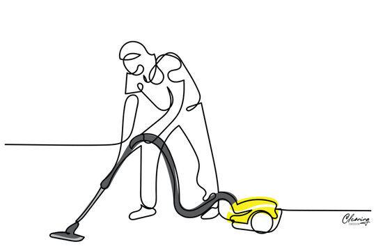  line art of group of cleaners. Professional team of janitors. Janitorial jobs. Professional and satisfactory work. Happy team. Team work concept. Hand drawn line art. Isolated.