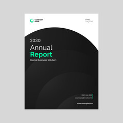 clean and minimalist annual report cover page design template with a sleek black gradient, thoughtfully tailored for business booklets