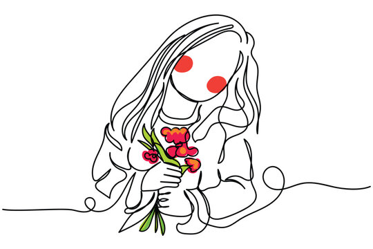 line art of grandparent's hand receiving flowers from grandchild. celebrate kindness and promote harmony. flowers. mother daughter relationship. mothers day. family bonding.