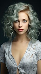 Fototapeta premium Beauty woman healthy clean skin beautiful female young model on white. Model illustration. Generative AI