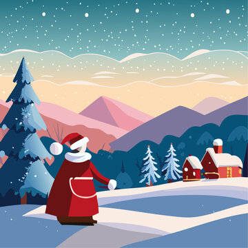 Enchanting Christmas Wonderland with Santa Claus_Snowy Christmas Fantasy Landscape