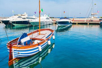 Boats and yachts at Marina Grande on Capri Island, Italy