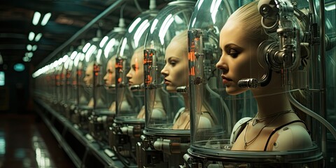 Artificially cloned cyborg robots. Generative AI