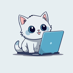 cat with laptop