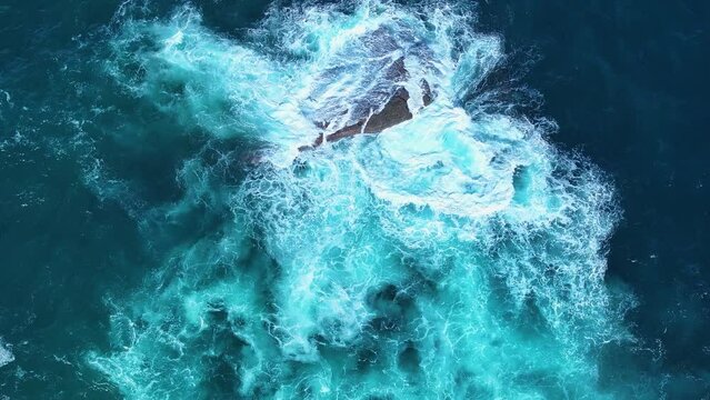 Coastal landscape in Punta Ballota. Sea cliffs near the town of Tagle. Aerial view from a drone. Suances Municipality. Cantabrian Sea. Cantabria. Spain. Europe