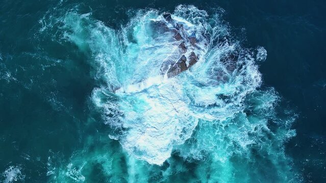 Coastal landscape in Punta Ballota. Sea cliffs near the town of Tagle. Aerial view from a drone. Suances Municipality. Cantabrian Sea. Cantabria. Spain. Europe
