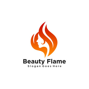 fire woman flame hot logo vector icon illustration