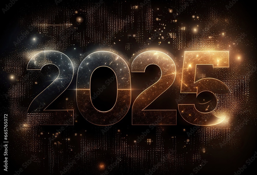 Poster 2025 graphic fireworks setting background generative ai