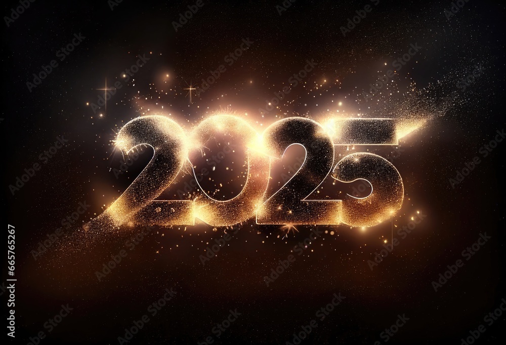Poster 2025 happy new year fireworks display background background generative ai