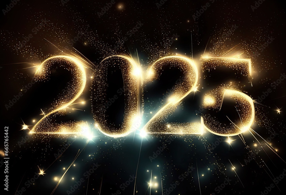 Poster 2025 happy new year sparkles setting backdrop generative ai