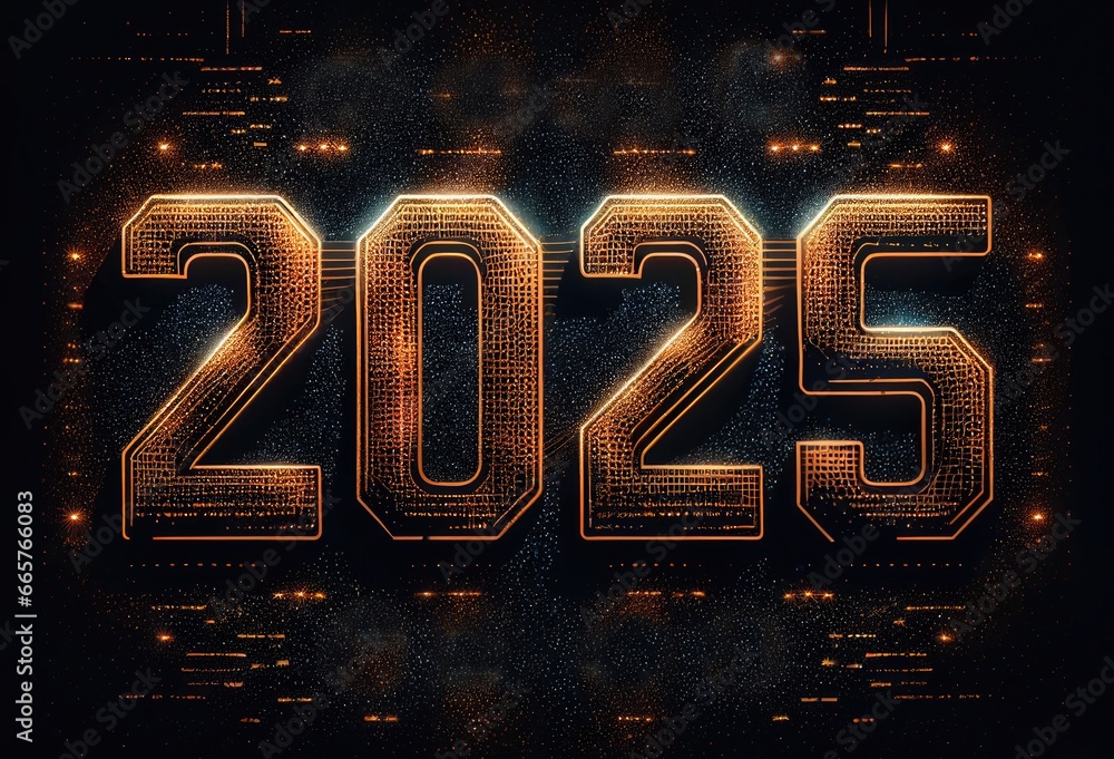 Poster 2025 new year sparkles setting background generative ai