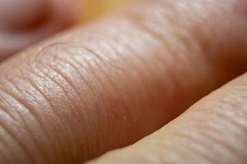  High-resolution image of human finger skin under macro closeup.
