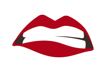 Clamped, disgruntled lips of a girl, lowered corners of her mouth. Facial expression. Vector. Illustration