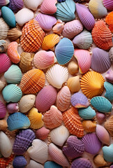 Chromatic Wonders: A Kaleidoscope of Colorful Seashells Adorning the Coastal Sands
