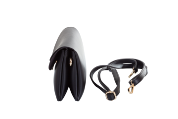 Profile view of Black women clutch on transparent background. Crossbody