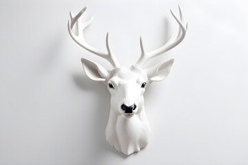 minimalistic white deer head on a white wall