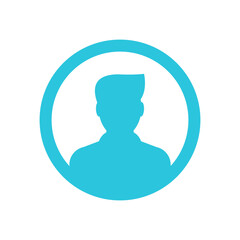 Character icon, avatar, man character, Blue sign on white background.From blue icon set.