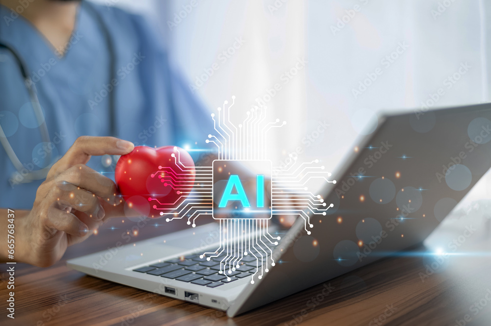 Aufkleber doctor ai learning for patient, ai artificial intelligence in modern medical technology and iot auto