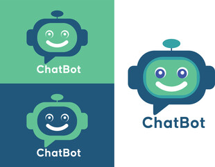 Robot chat logo template design vector