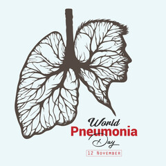vector world pneumonia day realistic concept with healthy lung illustration - obrazy, fototapety, plakaty