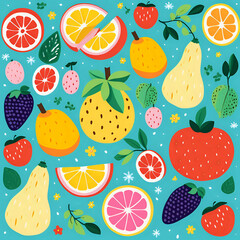 seamless pattern with fruits. Generative AI