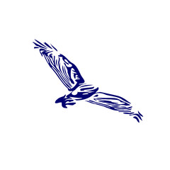 line sketch of an eagle as an element for making logos, activity symbols and organizational symbols