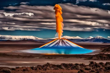 Fotobehang volcano in island © Dilawer