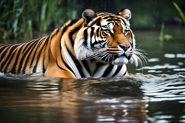 Fototapeta na wymiar tiger in the river