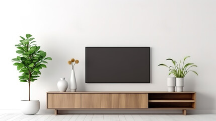 modern living room with tv minimal design.3d rendering
