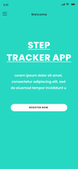 Step, Jogging, Run, Walk Habit Tracking, Health and Walking Tracker BLue Mobile App UI Kit Template