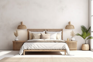 Fototapeta na wymiar A beautiful canvas frame interior of a modern luxury bedroom