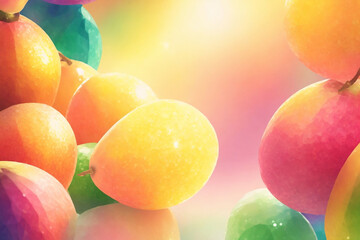 Fruits in watercolor style. AI