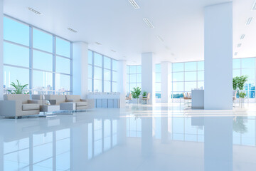 Modern Blurred empty open space office interior with blur background