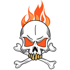 skull in flames