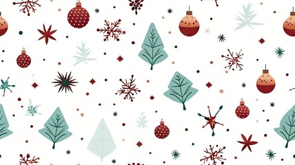 minimalistic Christmas elements drawings, emphasizing simple yet elegant designs. SEAMLESS PATTERN. SEAMLESS WALLPAPER.