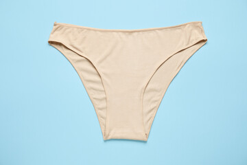 Cotton female panties on color background