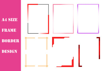A single set of A4 size premium frame border shape design. Different colors, gradient of paging and frame border.