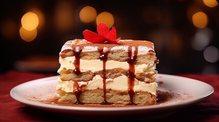 Tantalizing Tiramisu Art - Coffee-Soaked Ladyfingers, Rich Mascarpone, and Luscious Chocolate - A Closeup of Italian Dessert Perfection