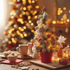 christmas tree and gifts decoration christmas background for social media