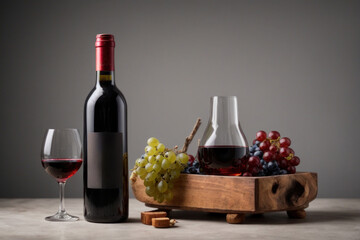 Fototapeta premium still life with wine and grapes