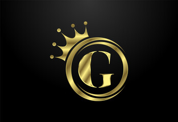 English alphabet G with a crown. Royal, King, queen luxury symbol. Font emblem. Vector illustration © BakiBullah