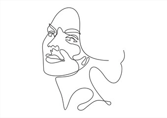 Woman head vector lineart illustration. One Line style drawing. Woman Line Art Minimalist Logo.