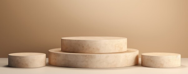 Natural Stone Podium Set Against Creamcolored Background