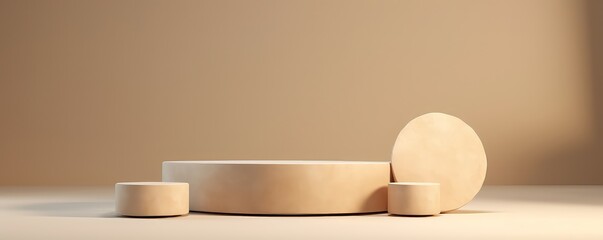 Natural Stone Podium Set Against Creamcolored Background