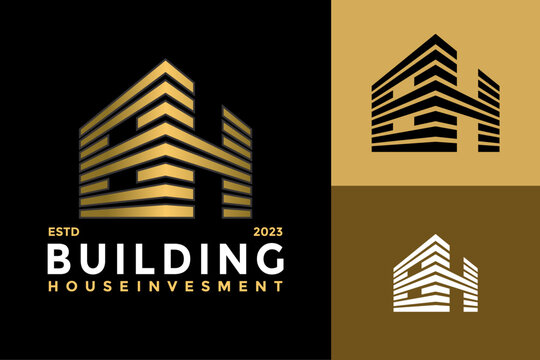 Letter Bh or Hb Building House Logo design vector symbol icon illustration