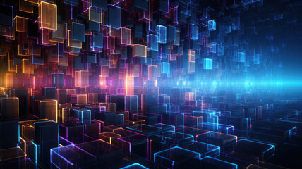 Fototapeta premium Data Technology Seamless Background, Abstract Digital Network